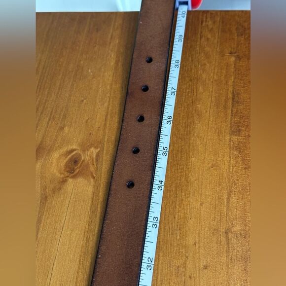 Rolfs Brown Tan Leather Belt Grommets Leather Weave Detail XL - Picture 6 of 6
